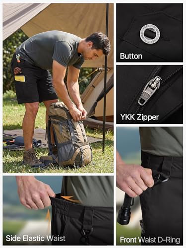 Image of FREE SOLDIER Men's Cargo Shorts Durable Relaxed Fit Side Elastic Waist Work Utility Shorts with 8 Pockets