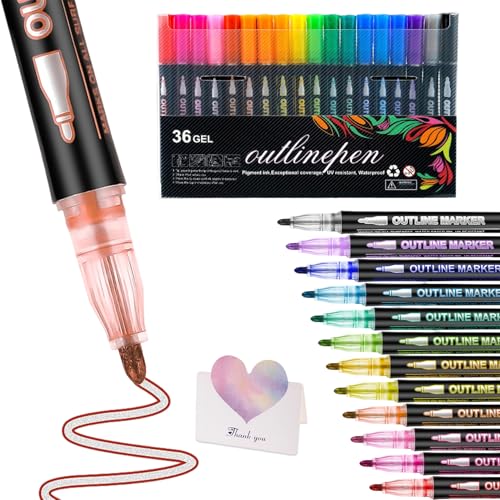 Utaseti Dreamy Sparkle �f���A�����C���֊s�y�� 8/12/24/36/48/60�F �A�E�g���C���y�� ���^���b�N �Z���t�A�E�g���C���O���b�^�[�y�� �`��A�h��G�ADIY�N���t�g�p (36�F)