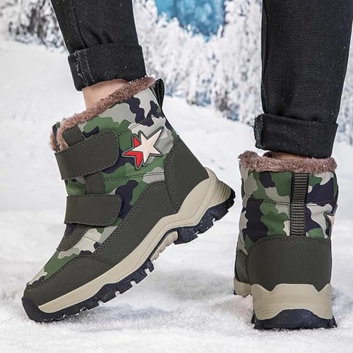 IWIHMIV Toddler Boys Winter Boots Girls Non Slip Outdoor High Top Hiking Shoes Comfortable Warm Winter Boots4