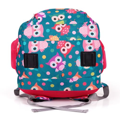 Image of SBCOLLECTION Girls' School Backpack, Owl Print, 32L, with Pencil Pouch, Padded Shoulder Straps, Water Bottle Pocket