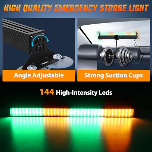 Image of Nilight 144 LED Strobe Traffic Advisor Light Bar Amber Green w /Controller