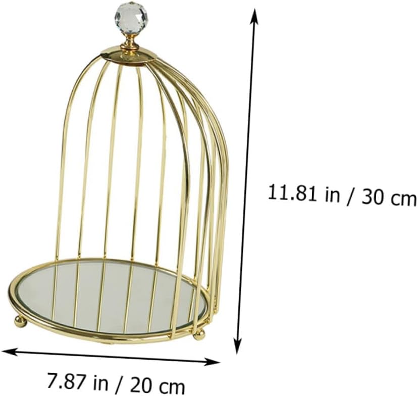 Luxshiny Birdcage Jewelry Stand Jewelry Holder Iron Art Storage Rack Multi-functional