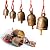 Handmade Rustic Bells Wind Chimes (30” Long), 5 Door Hanging Bells on a Rope – Brass Coated Iron Wind Bell for Door Rustic Decor for Indoor or Outdoor Use – Small Bells for Crafts