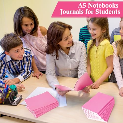 Image of 100 Pcs A5 Journals Notebooks Bulk,Pink,Lined | Kraft Softcover Small Notebooks 5.5 Inch x 8.3 Inch Notepads with 60 Page 30 Sheet for Writing Sketch Travel Office Supplies