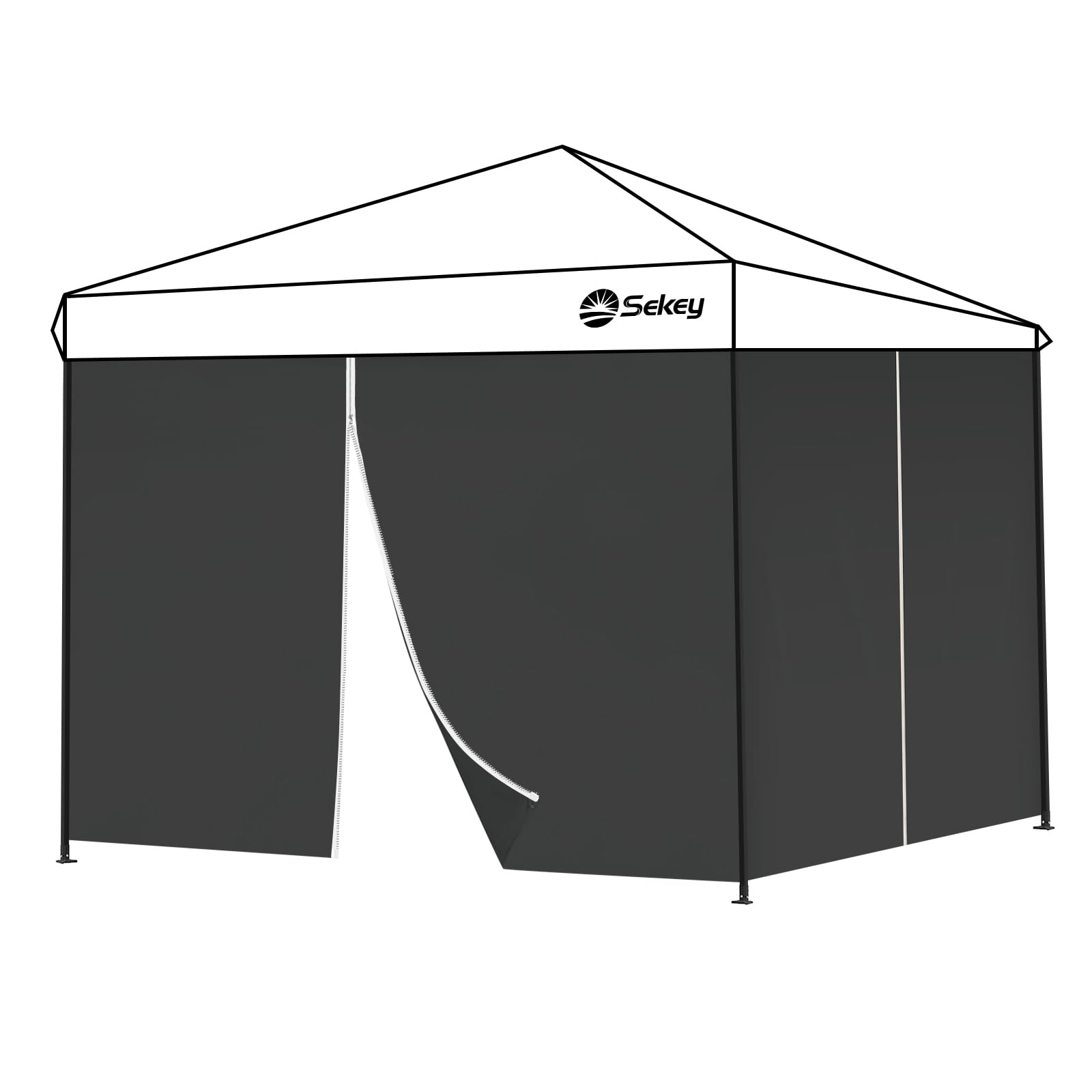 Sekey 2PCS Seitenwände für Pavillon 3x3 Wasserdicht Winterfest, Seitenwände für Pavillon Partyzelt Gartenzelt 3x3m, 1 Fenster 1 Tür, (Schwarz, 2 Türen)