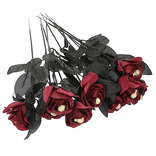 Fleurs artificielles Halloween rose fausse effrayante avec crâne