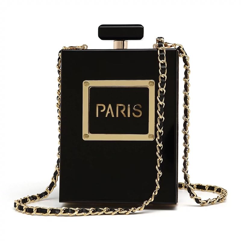Rosasha Black Paris - Bolso de noche con botella de perfume con...