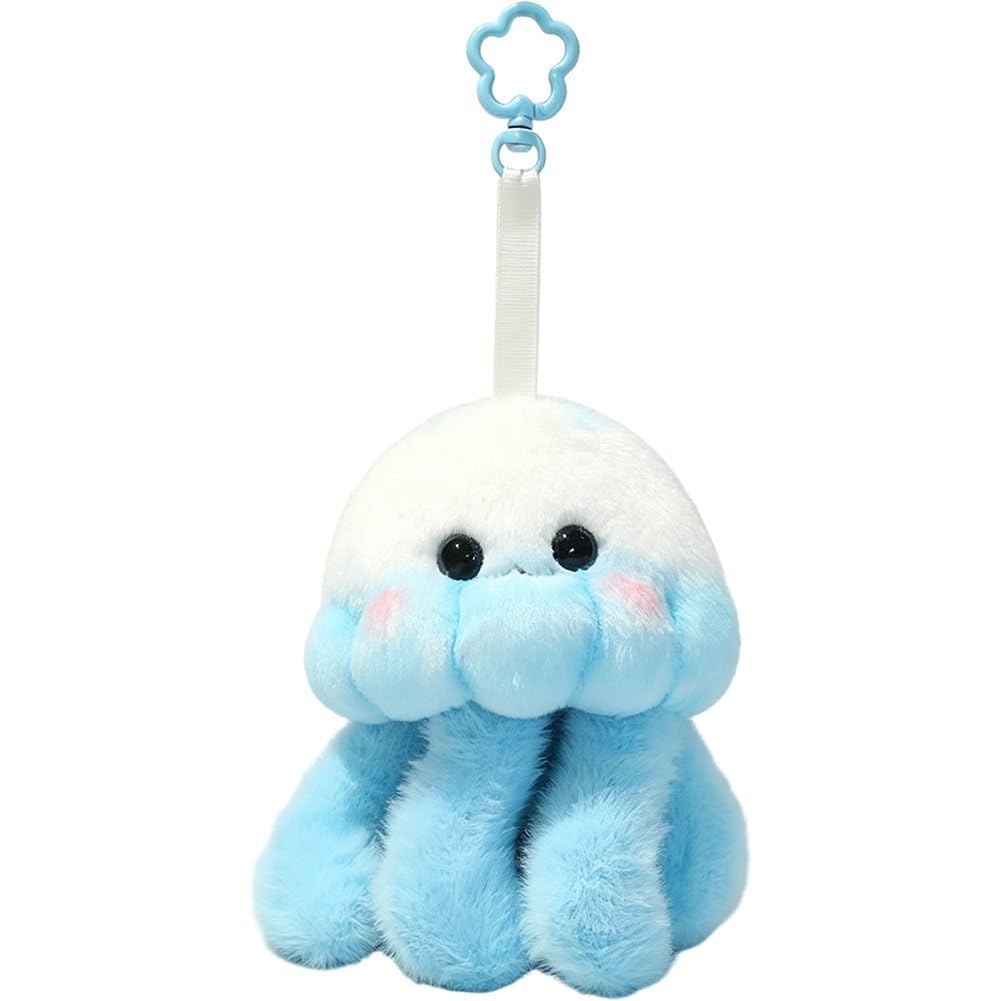 Sslvya Plush Jellyfish Keychain Bag Charm Lovely Ocean Animal Keychain Pendant Purse Charm for Handbag and Car Key Decorations