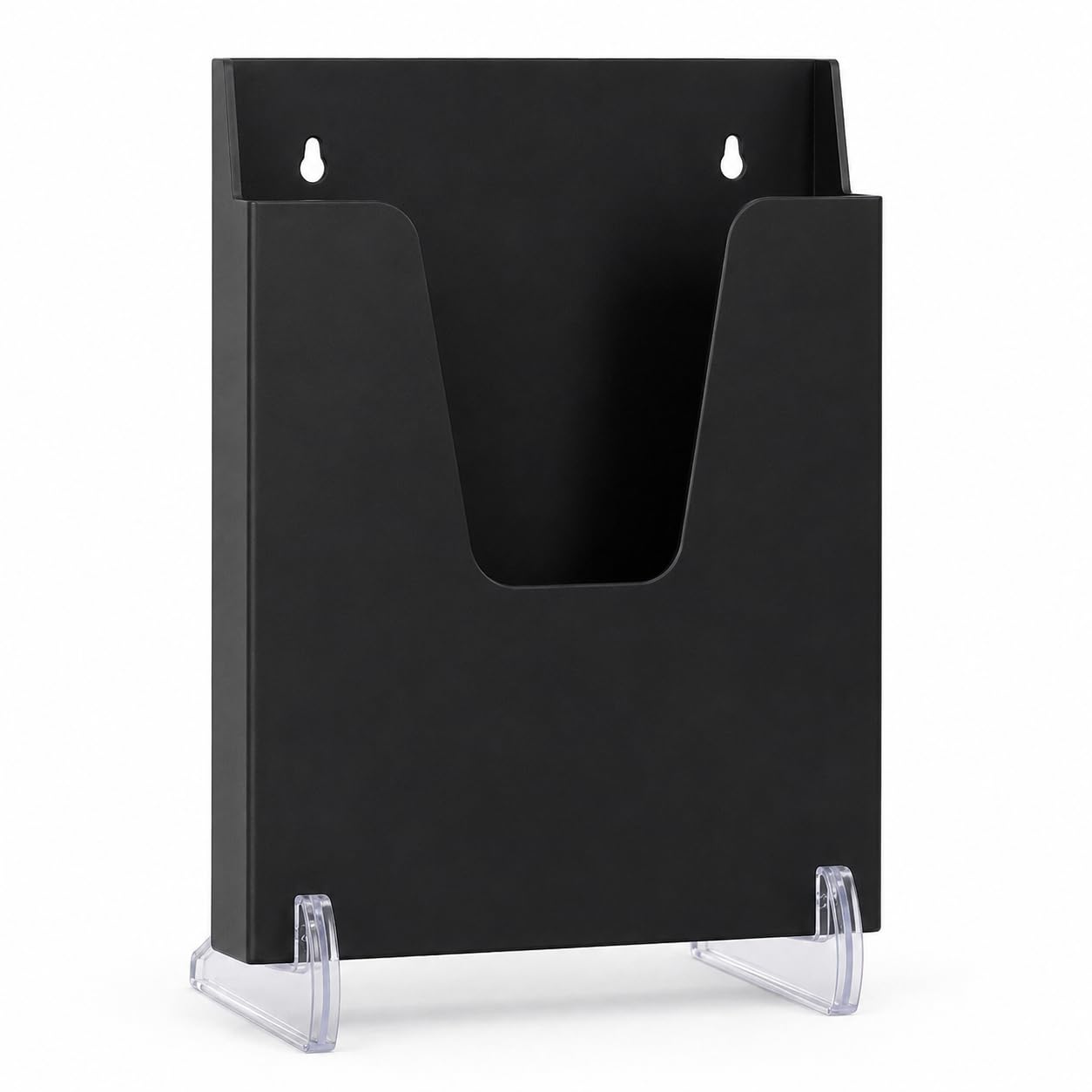 Acrimet A4 Leaflet Holder, Wall Mount or Desktop Brochure Display Stand, Plastic Literature Holder for Flyers, Pamphlets, Menus, Reception Areas and Retail Displays (Black Color)