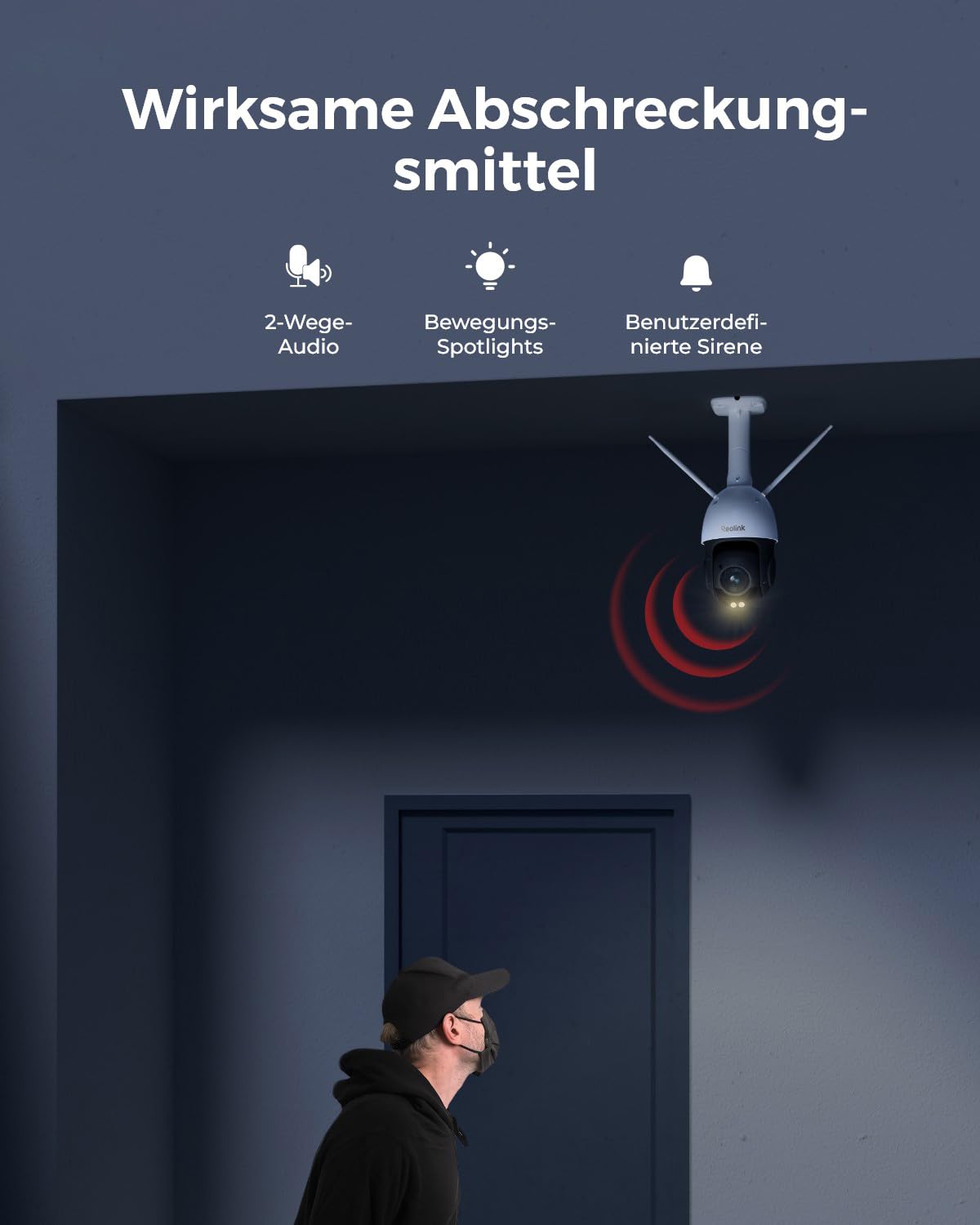 Reolink 4K Überwachungskamera Aussen, 5X Optischem Zoom, Auto-Tracking | Wi-Fi 6 Kamera Outdoor, 2,4/5GHz WLAN, 360° Ansicht, 60m Vollfarb-Nachtsicht, 2-Wege-Audio und AI-Erkennung, RLC-823S1W