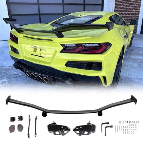 FREEMOTOR802 Rear Trunk Spoiler with Mount Brackets Fits 2023-2025 Chevrolet Corvette C8 E-Ray / Z06 / ZR1, Z07 Style Pearl Black Aluminum Deck Lid Spoiler Rear Trunk Tail Lip Wing Styling Trim Kit