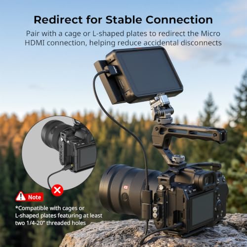 Image of SMALLRIG Data Cable Ultra-Slim 4K 60Hz Micro HDMI to Full-Size HDMI Adapter Cable with Two 1 /4 inch-20 Screws for Camera Cage L-Bracket, for Sony A7R IV A7III for Fujifilm X-T3-6125