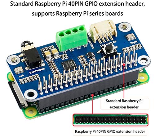 WM8960 Módulo de áudio HAT para Raspberry Pi 4B/3B+/3B/2B/B+/A+/Zero/Zero W/Pi Zero WH, WM8960 Hi-Fi