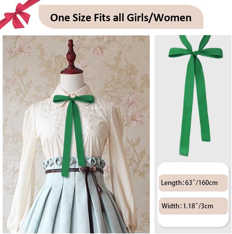 Mantieqingway Scarf for Women, Solid Color Satin Ribbon Tie Neckerchief Accessory for Wedding, Cosplay, Party - Image 6