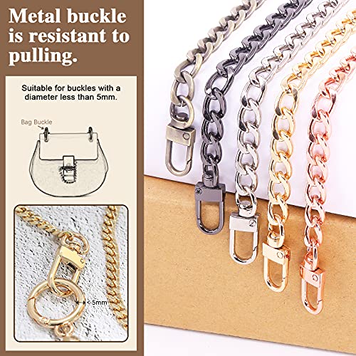 Image of 5Pcs Luxury Fashion 39.4Inch /100cm Replacement Flat Chain Strap with Buckles Set, Perfect for DIY Metal Shoulder Purse Replacement (Mixed Color, 39.4 inch)