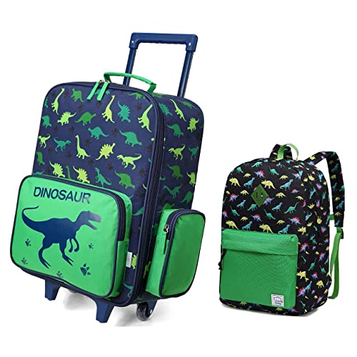 Vaschy Dinosaur Rolling Luggage And Cute Preschool Backpack Bundle #TOP10