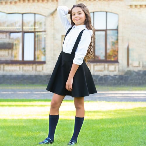 Lusofie 2 Pairs knee high socks for girls 8-12 Years Cotton School Uniform Socks Kids Boy Soft & Lightweight knee socks girls4