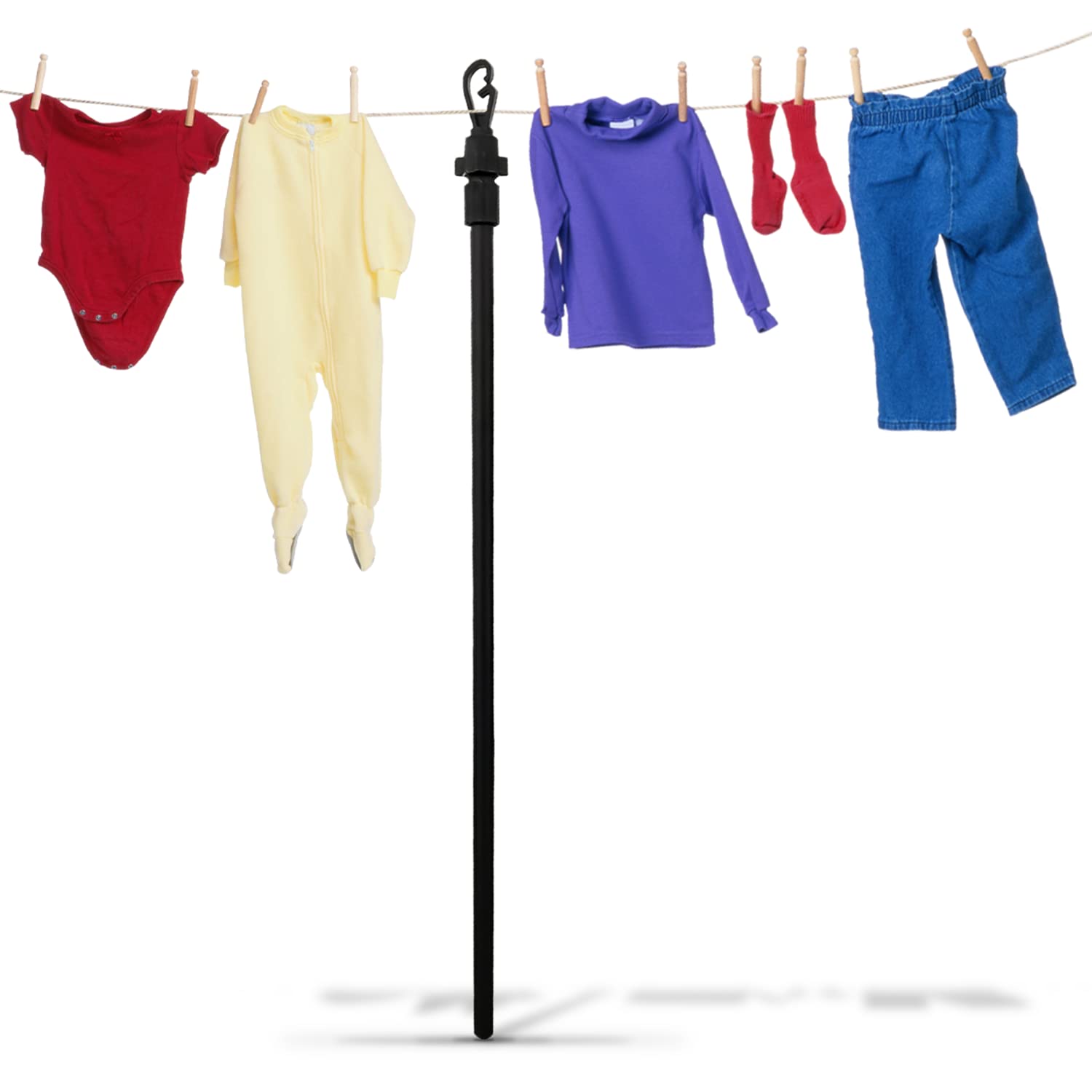 Crystals 2.4m Telescopic Laundry Washing Line Prop | Extendable Clothes Drying Support Pole | Heavy-Duty Adjustable Clothesline Prop for Outdoor Drying & Washing Lines (1 X Prop Line)