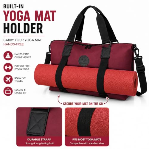Image of Storite Travel Duffel Bag, Red, 42x14x33 cm | Water Resistant Nylon, Lightweight, Spacious Main Compartment, Adjustable Shoulder Strap, Travel, Gym, Weekend Trips