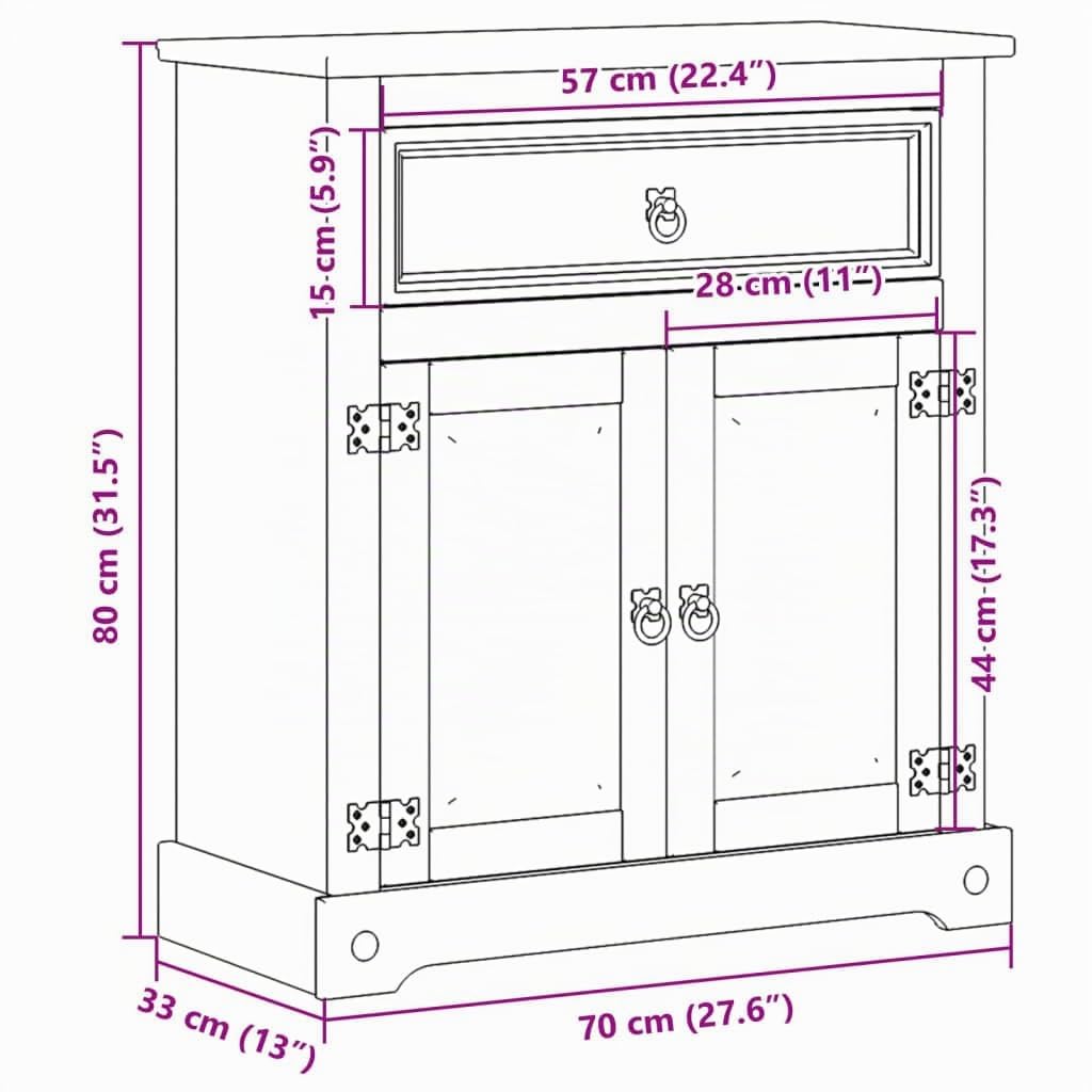 vidaXL Armoire de Salle de Bain Corona 70x33x80 cm Bois de pin Massif