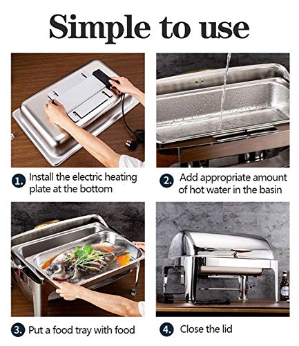 Chafing Dishes avec couvercles inox et serveurs de buffet électriques 9L grande capacité