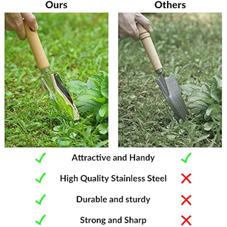 SOLIGT Garden Tools Set with Basket, Heavy Duty Stainless Steel Gardening Hand Tool with Wood Handle, Pruning Shears, Gloves - Perfect Gardening Gifts Planting Supplies for Women Men