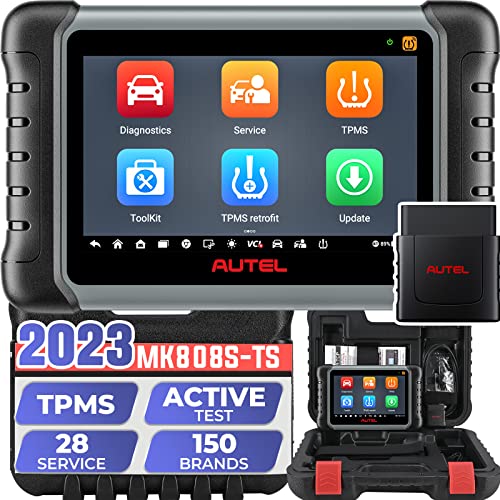 Autel MaxiCOM MK808S-TS Valise Diagnostic Auto: Outil TPMS 2023 test actif mis à jour de MX808, MK808BT PRO, 28+ Service, Diagnostics Bluetooth de tous les systèmes, Programme du capteur, FCA AutoAuth