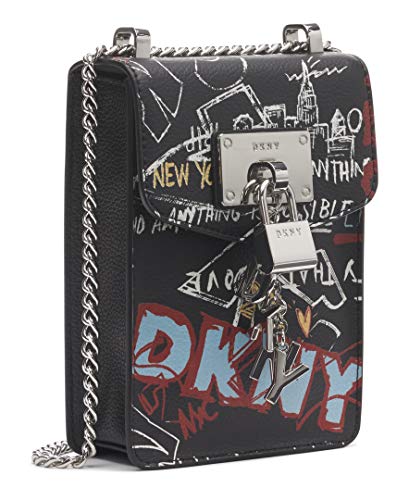 DKNY womens Dkny Elissa N/S Phone Crossbody, Black Graffiti, One Size US3
