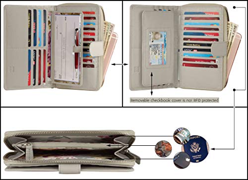 Image of Big Fat RFID Blocking Leather Organizer Checkbook Wallets For Women - Clutch