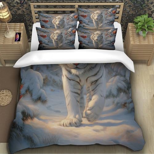Parure de lit caniche blanc housse de couette 3D pour les couples amoureux