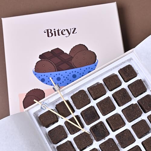 Image of Biteyz Brownie Turkish Delight, Candy Gift Box - Gourmet Treats, Chocolate Flavored Turkish Delight Coated with Chocolate Cookie Crumbs, 36 Pieces of Luxury Handmade Snacks