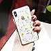 iPhone 8 Plus Flower Case, Shinymore Soft Clear Flexible Rubber Pressed Dry Real Flowers Case Girls Glitter Floral Cover for iPhone 7 Plus/8 Plus-Yellow