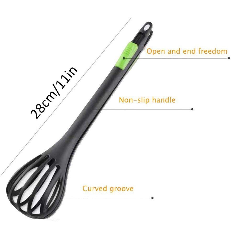 Egg Beater Multi-function Nylon Egg Whisk Milk Stirring Whisk Mixer Hand Bread Clip Eggbeater Kitchen Tool Kitchen Utensils, Black