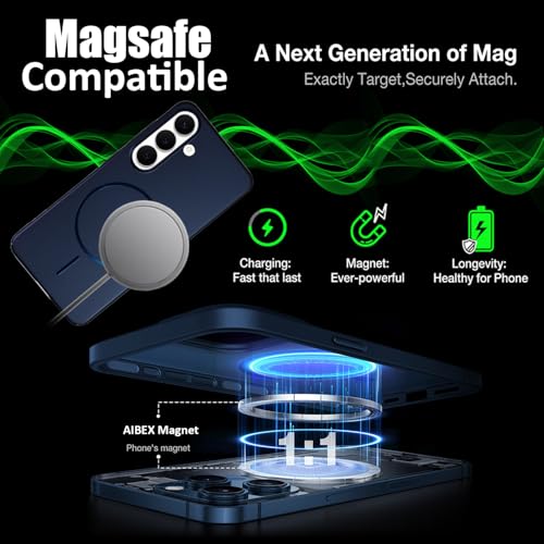 Image of AIBEX Ultra-Thin Mag-Saf Back Cover Case Compatible with Samsung S25| Slim Fit Scratch-Resistant Matte | Magnetic Wireless Charging | Microfibre Lining | Camera Protection (PC Material) - Dark Blue
