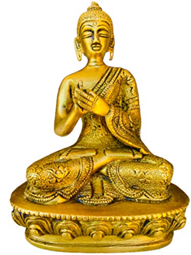 Estatua de Buda Dharmachakra de Latón 6 pulgadas miniatura 1