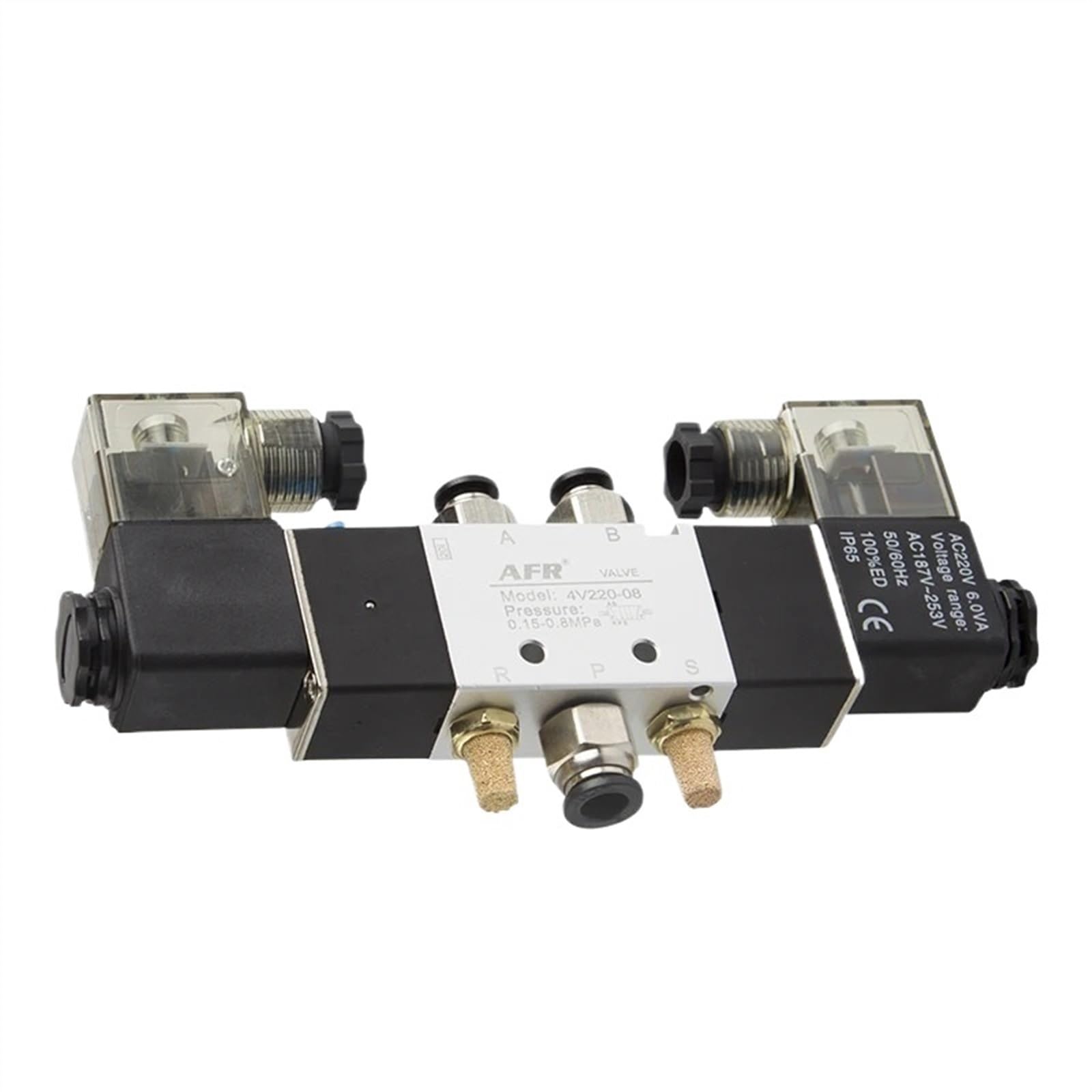 1 sztuka 4V120-06 4V420-15 4V320-10 Air pneumatyczny zawór elektromagnetyczny 5 Way 2 pozycja 1/4" stop aluminium wewnętrzny DC12V DC24V AC110V AC220V (4v420-15 Ac220)