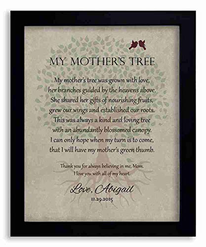 8x10 Framed Art Print - Pesonalized Gift for Mom on Mothers Day or Birthday Family Tree of Life Poem My Mothers Tree Gift - With Solid Wood Frame & Gift Wrapping LTC-P1142