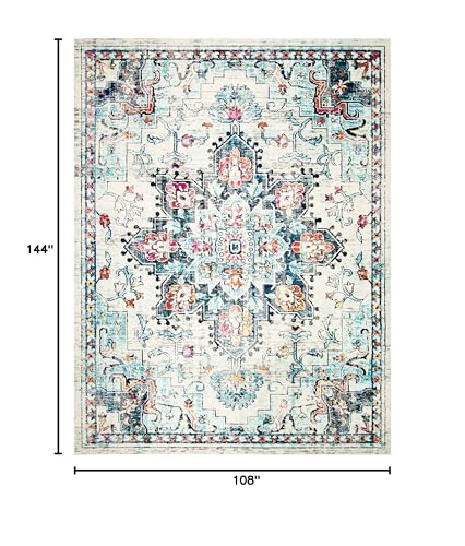 Tapete SAFAVIEH 9x12 pies, diseño Boho Chic, crema y azul miniatura 2