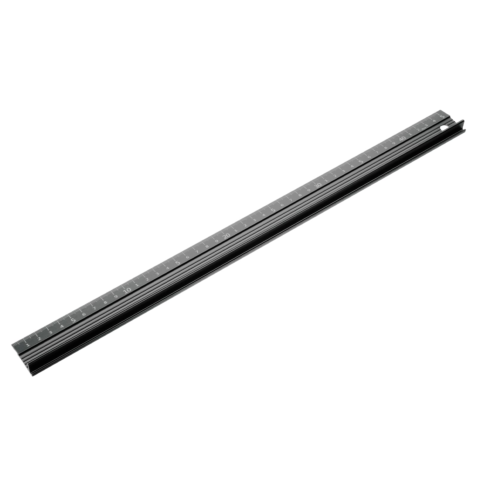 PATIKIL 45cm/18" Aluminum Cutting Rule Ruler, L-Type Cutting Ruler with Non Slip Rubber Backing Measuring Tool Accessory for Safe Use Cut Length Measurement, Black