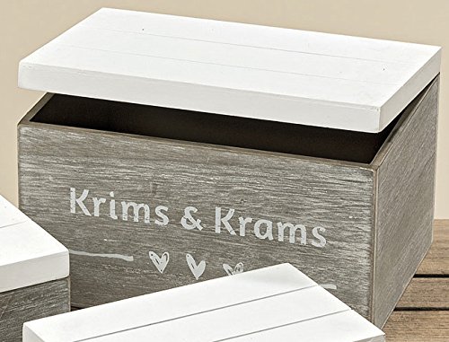 Bloominghome Holzbox Aufbewahrungsbox grau/weiß Krims & Krams 25 x 15 x 18 cm Cover