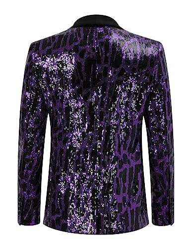 TURETRENDY Men Shiny Sequin Blazer Jacket Stylish One Button Tuxedo Suit Jackets for Party Dinner Prom3