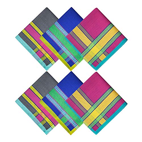 Men\'s Soft Cotton Handkerchiefs with Assorted Color 6 Piece Gift Set by Zenssia
