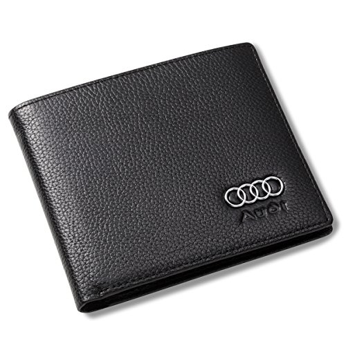 Audi Bifold Wallet with 3 Credit Card Slots and ID Window - Genuine Leather