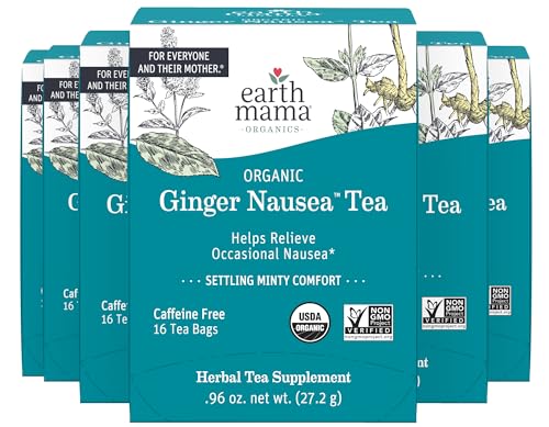 Earth Mama - Organic Ginger Nausea Tea - 16 Teabags (6-Pack)