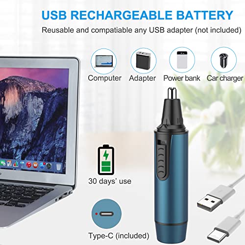 Ohr- und Nasenhaarschneider Wiederaufladbarer Nasentrimmer für Damen und Herren, Gesichtshaarschneider, IPX7, wasserdicht, Dual-Klingen, einfache Reinigung - Image 3