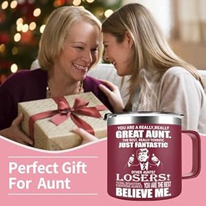 Aunt Mug - Stylish 14oz Stainless Steel Coffee Mug - Great Aunt Gift for Auntie, Uncle - Mothers Day, Christmas, Birthday Present Aunt Mug Stylish 14oz Stainless Steel Coffee Mug Great Aunt Gift for Auntie Uncle Mothers Day Christmas Birthday Present