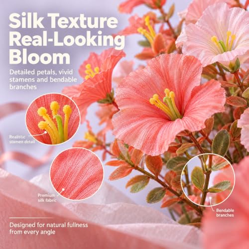 12-Bundle LetuoClips Artificial Fall Morning Glory Flower Stems w/ Eucalyptus Leaves (3 Colors) - image 4