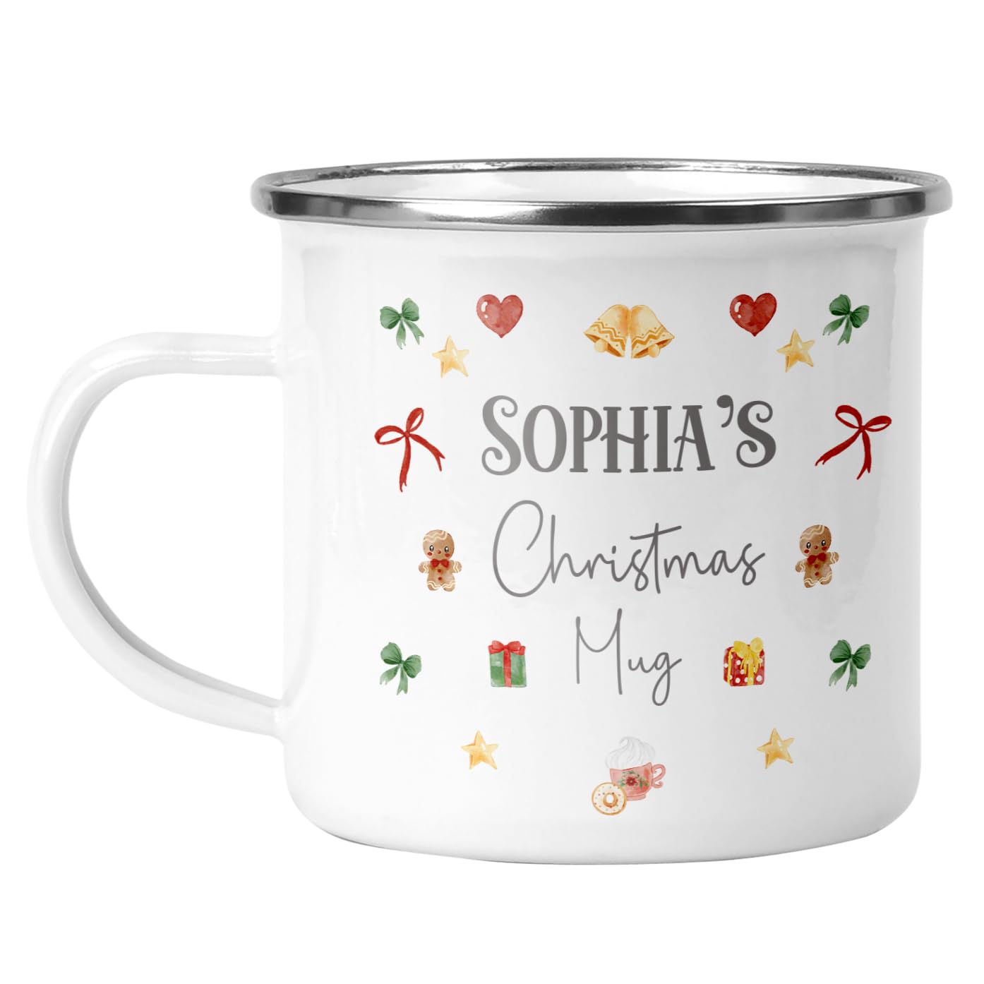 Chicken Craft Personalised Christmas Enamel Mug with Name - Kids Hot Chocolate Cup