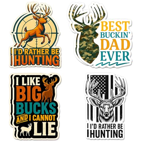 8 Pcs Funny Hunting Stickers for Men – Buck Deer Decals for Water Bottles, Cool Hunting Gifts for Dad, Son, Hunters – Waterproof Hunting Vinyl Stickers for Laptop, Trucks, Gear, More