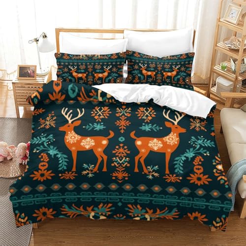 Housse de couette cerf 200x200 microfibre zippée anti-plis pour lit double